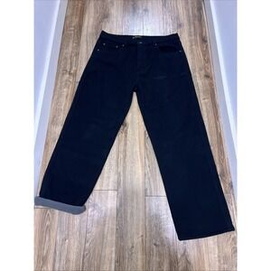 Stanley Carpenter Mens Work Pants 38x32 Fleece Lined! Black Straight Leg pockets